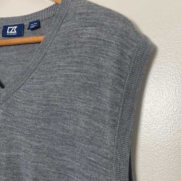Cutter & Buck Douglas Mens V-neck Vest Merino Wool Blend Gray Size XL - Picture 6 of 10